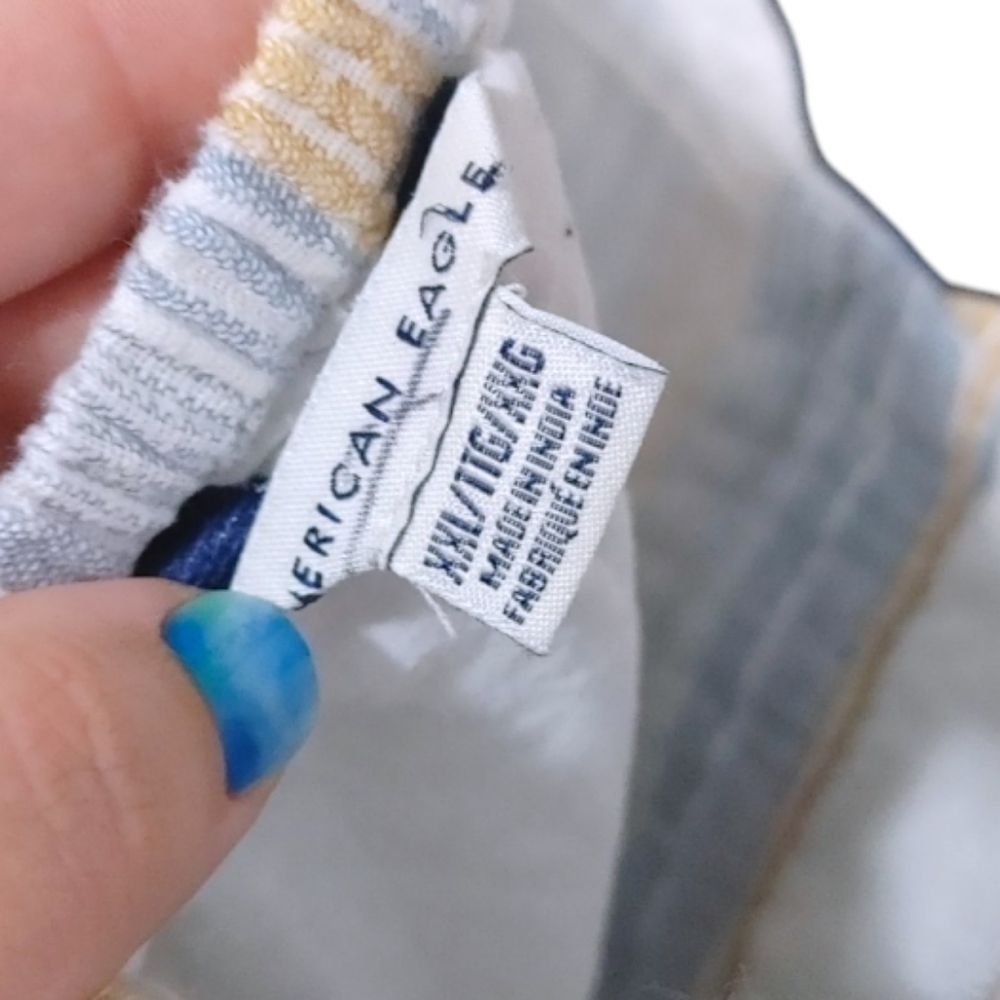 American Eagle Blue Yellow Stripe Button Front Crop Top Women's Plus Size XXL - Picture 5 of 6